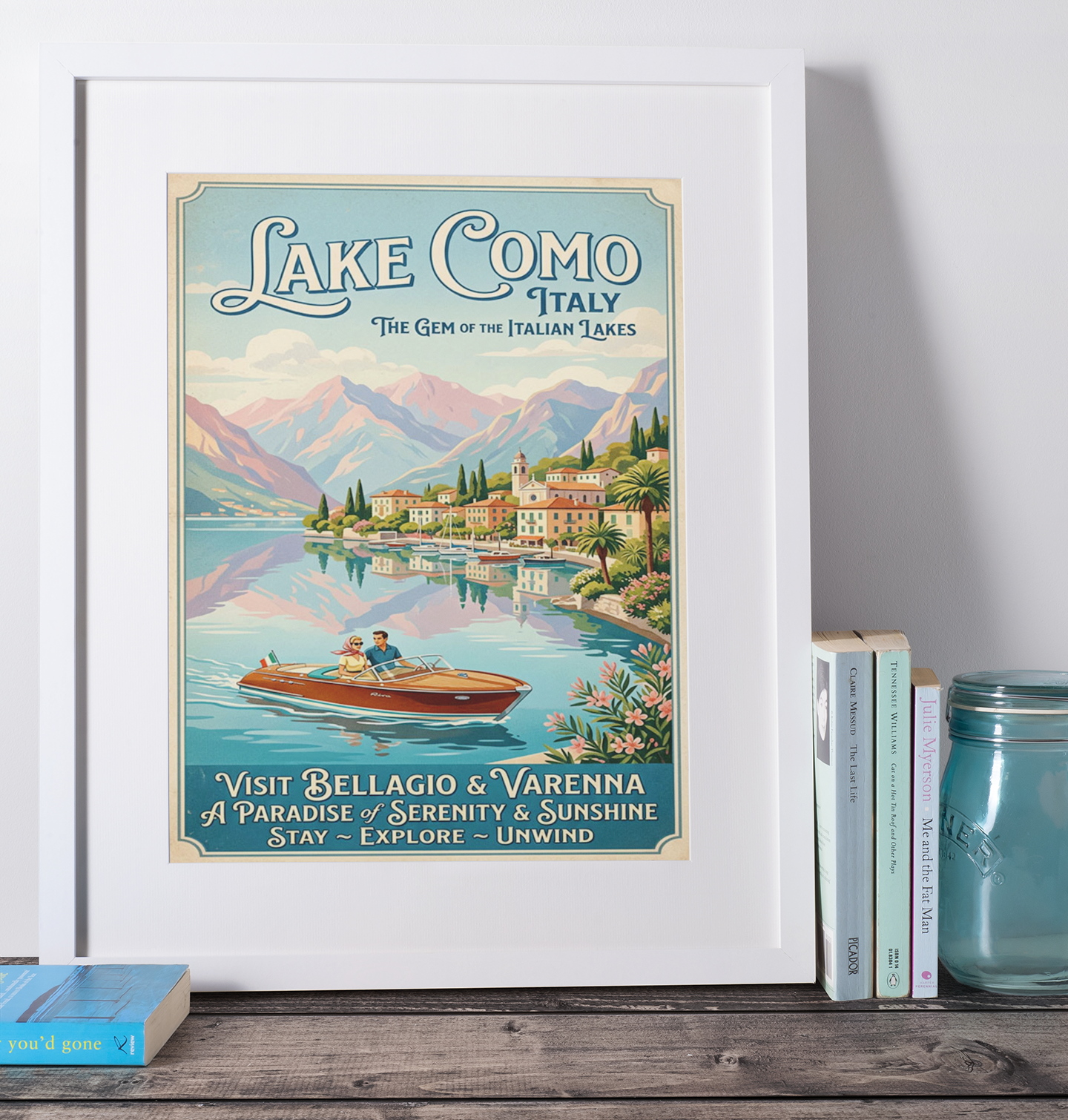 Lake Como Italy Art Print – Vintage‑Style Travel Poster