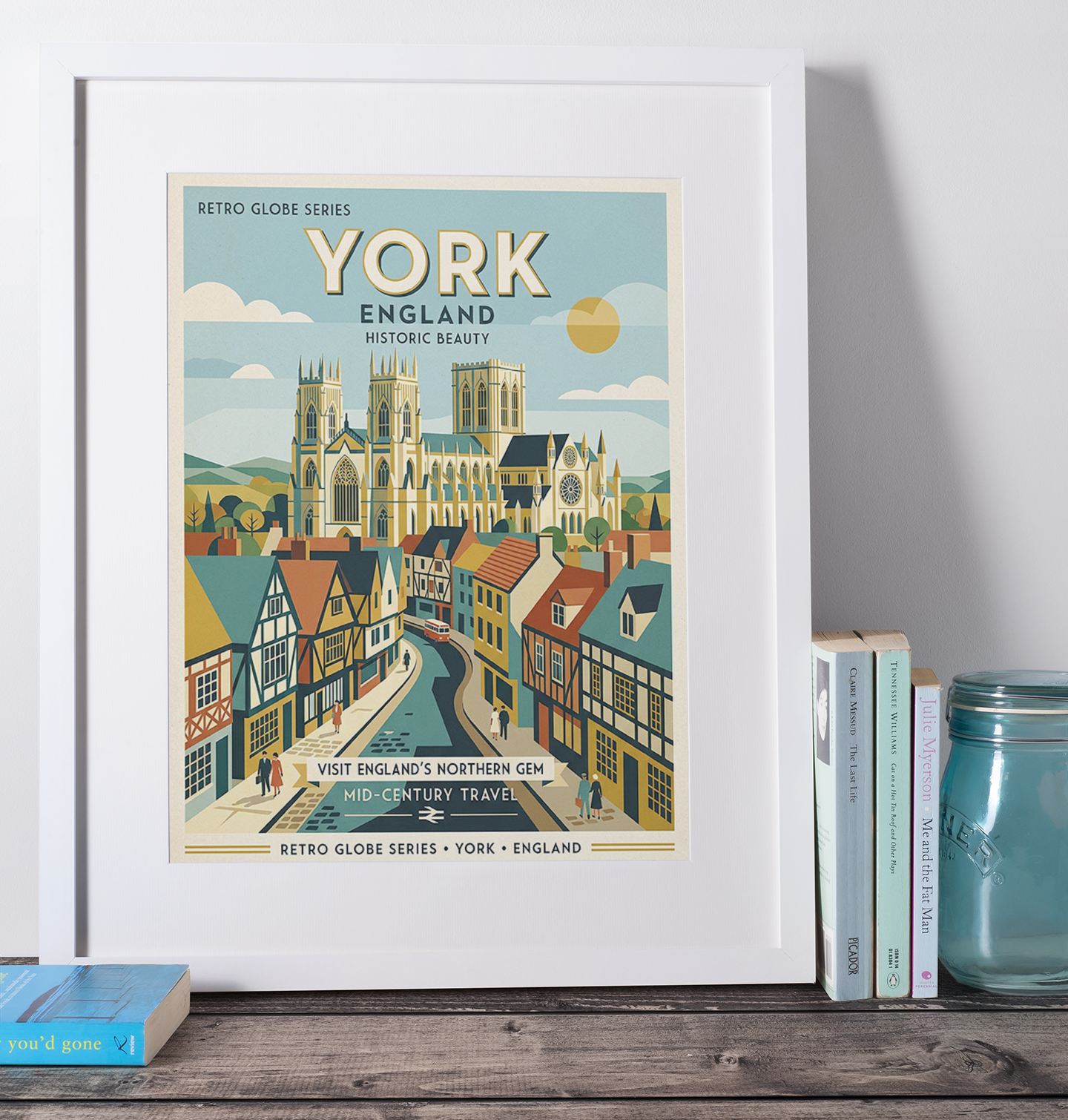York Retro Travel Print – Mid‑Century Modern City Wall Art