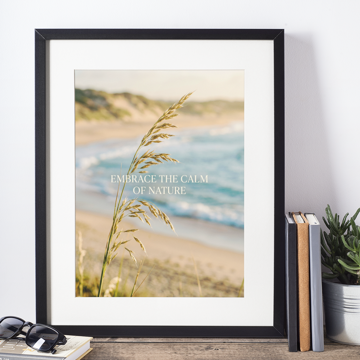 “Embrace the Calm of Nature” Coastal Grass Art Print – Wellness & Mindfulness Wall Art