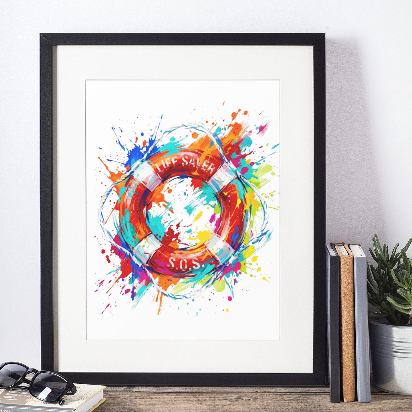 Expressive Coloursplash Lifesaver Ring Print – Contemporary Coastal Wall Art