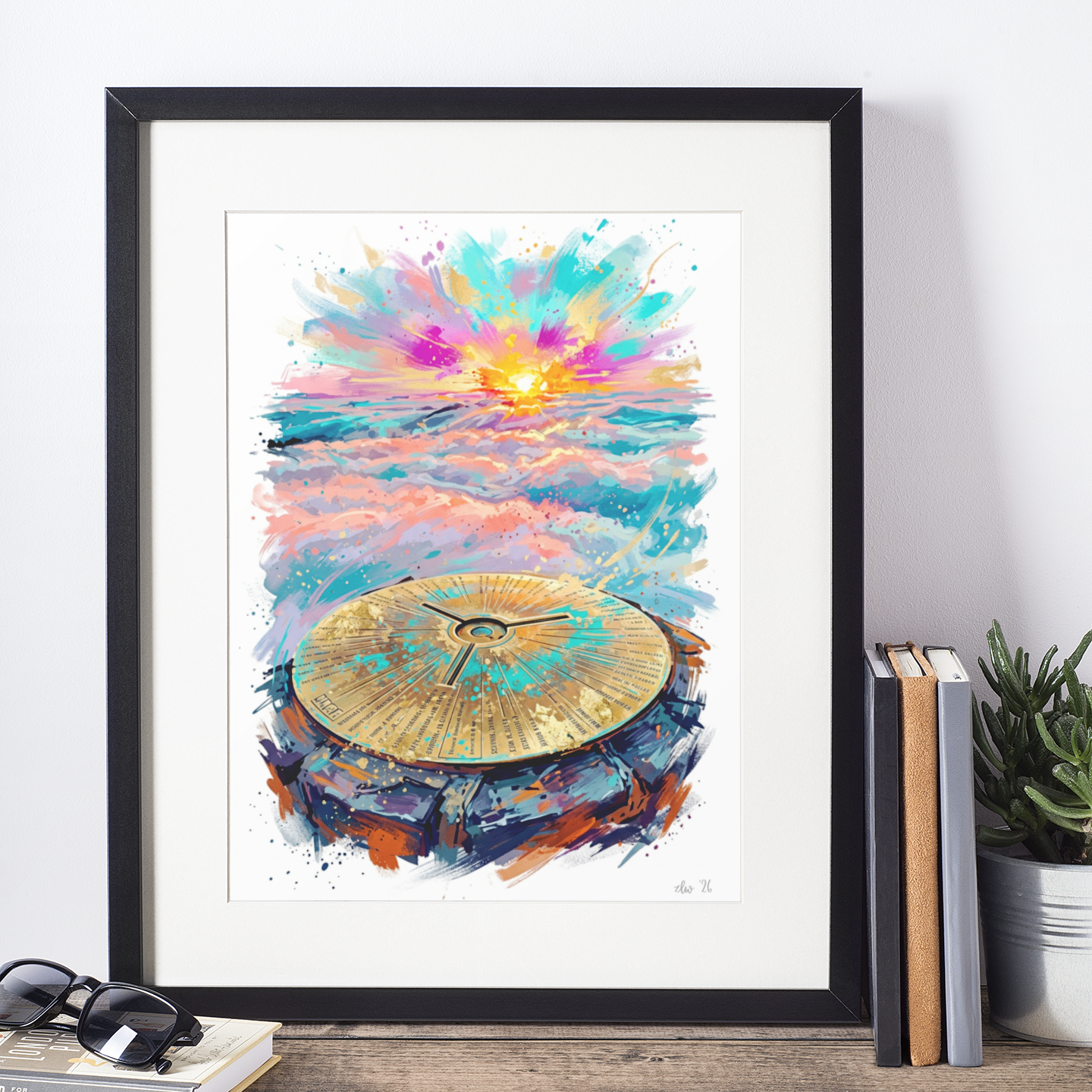 Yr Wyddfa Summit Compass Art Print – Vibrant Adventure Landscape