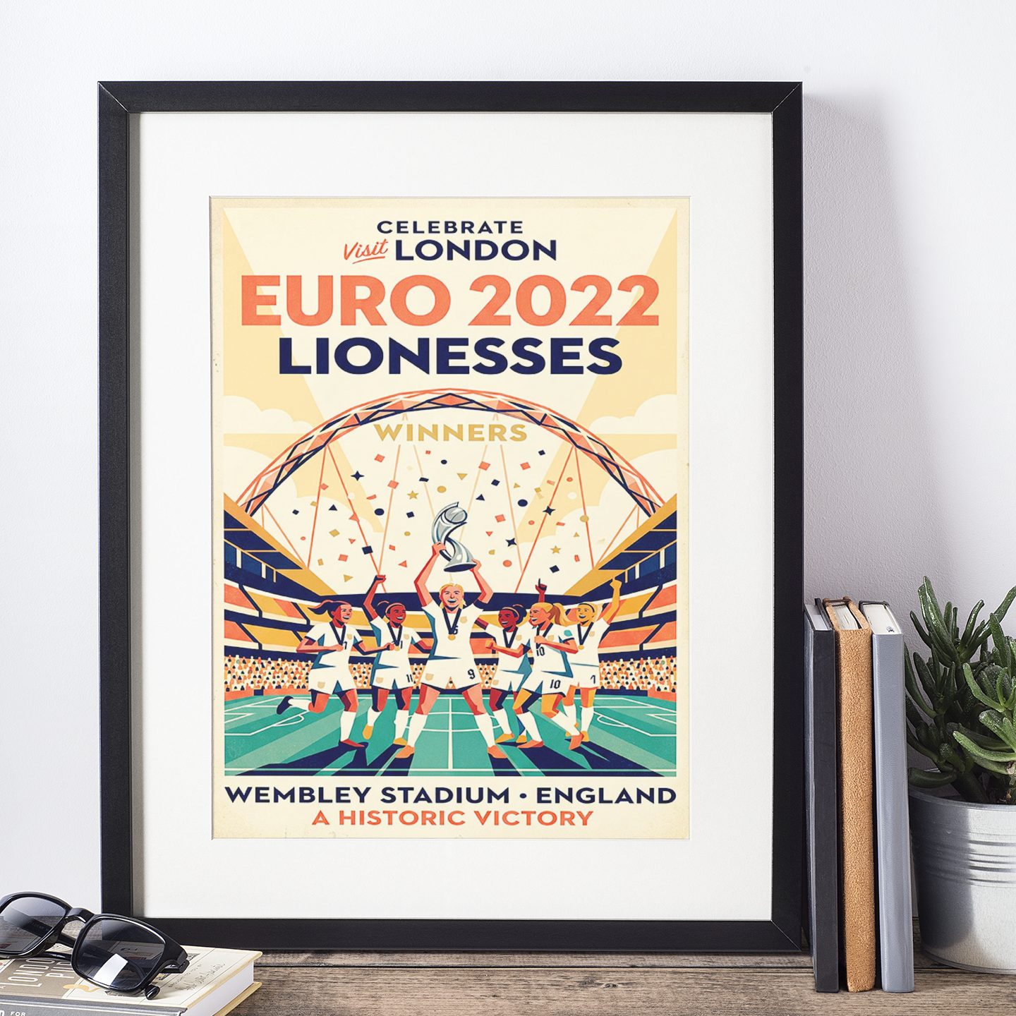 Lionesses Euro 2022 Retro Celebration Poster – Wembley Inspired Art Print