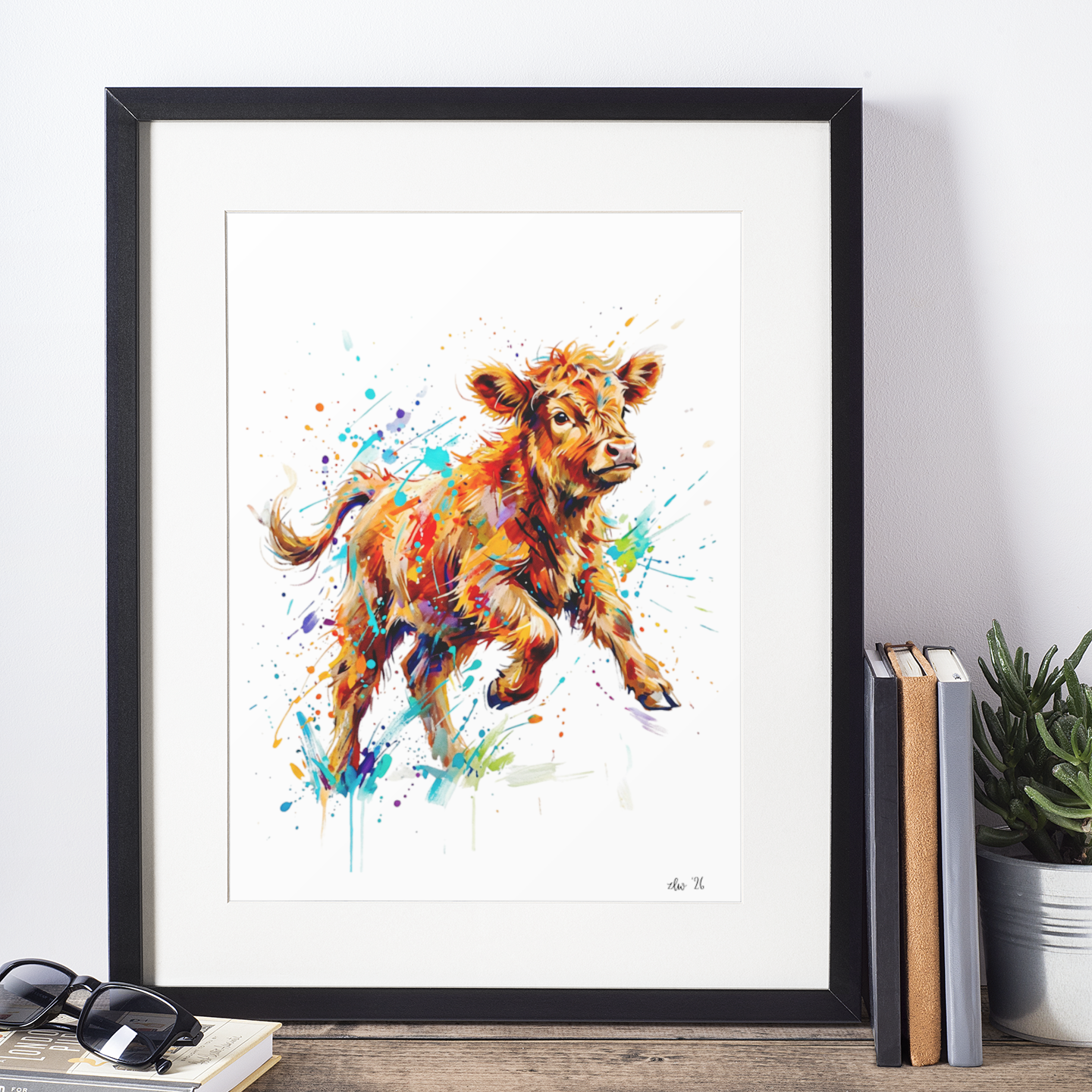 Expressive Coloursplash Calf Print – Contemporary Wildlife Wall Art