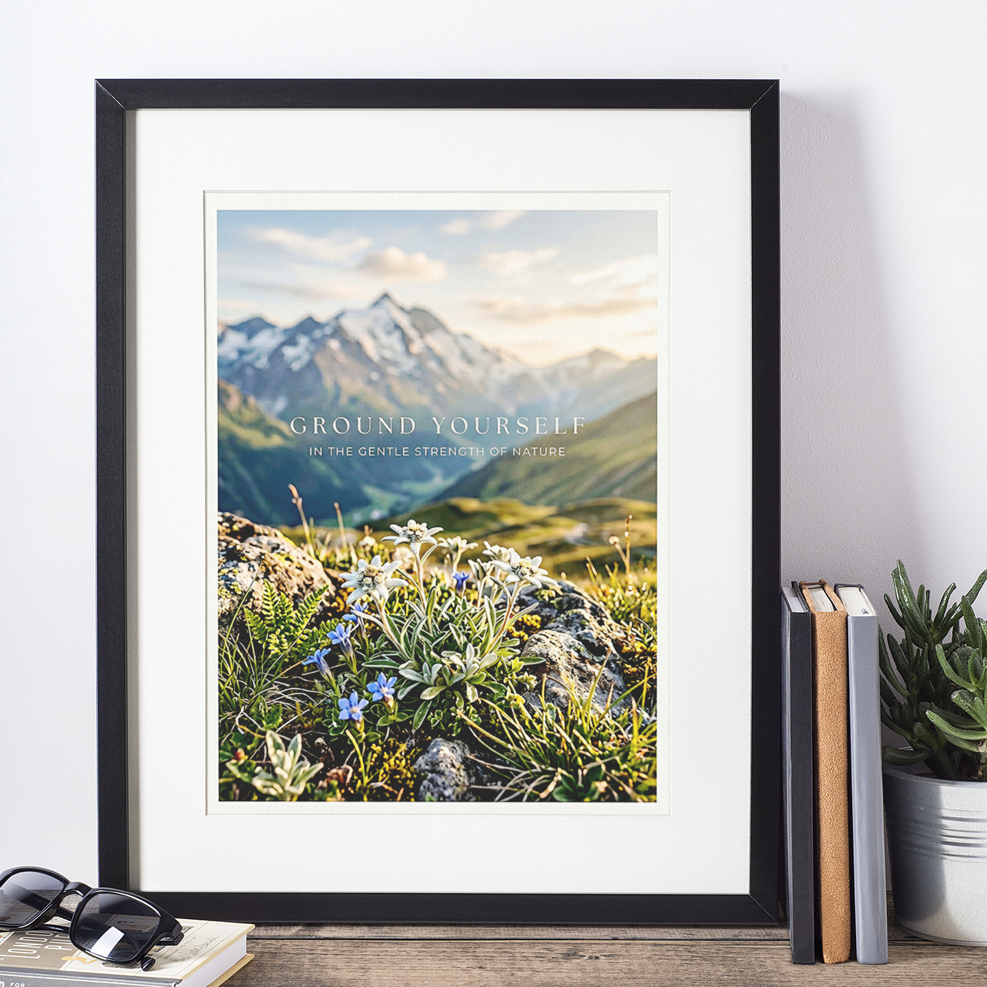 “Ground Yourself in the Gentle Strength of Nature” Alpine Flower Art Print – Wellness & Mindfulness Wall Art