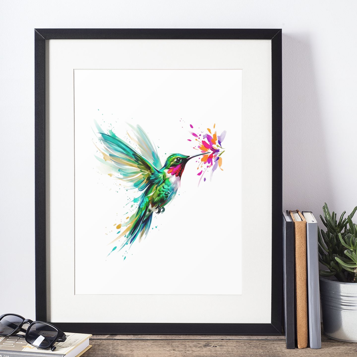 Expressive Coloursplash Hummingbird Print – Contemporary Wildlife Wall Art