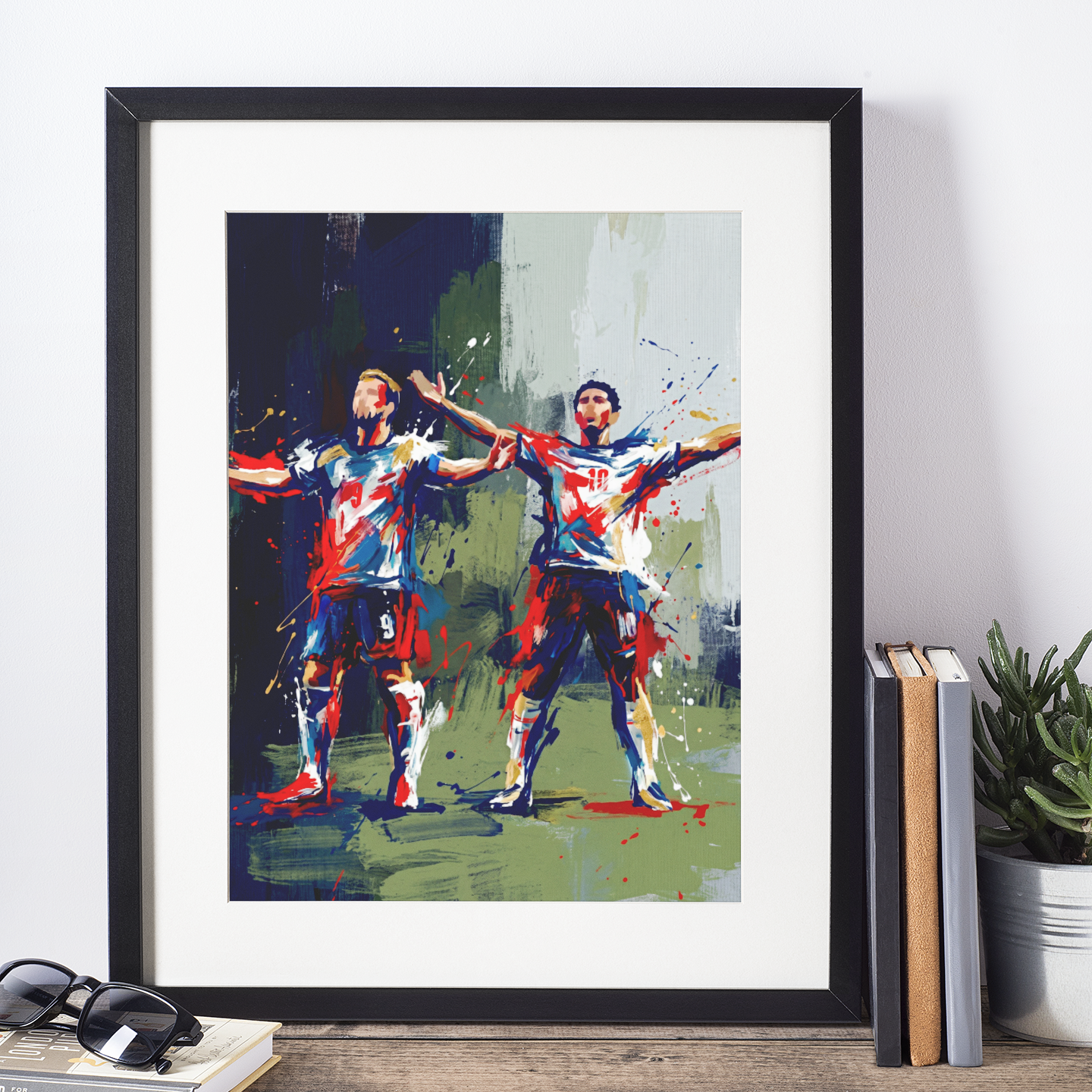 Abstract England Football Celebration Art Print – Expressive Modern Sports Artwork
