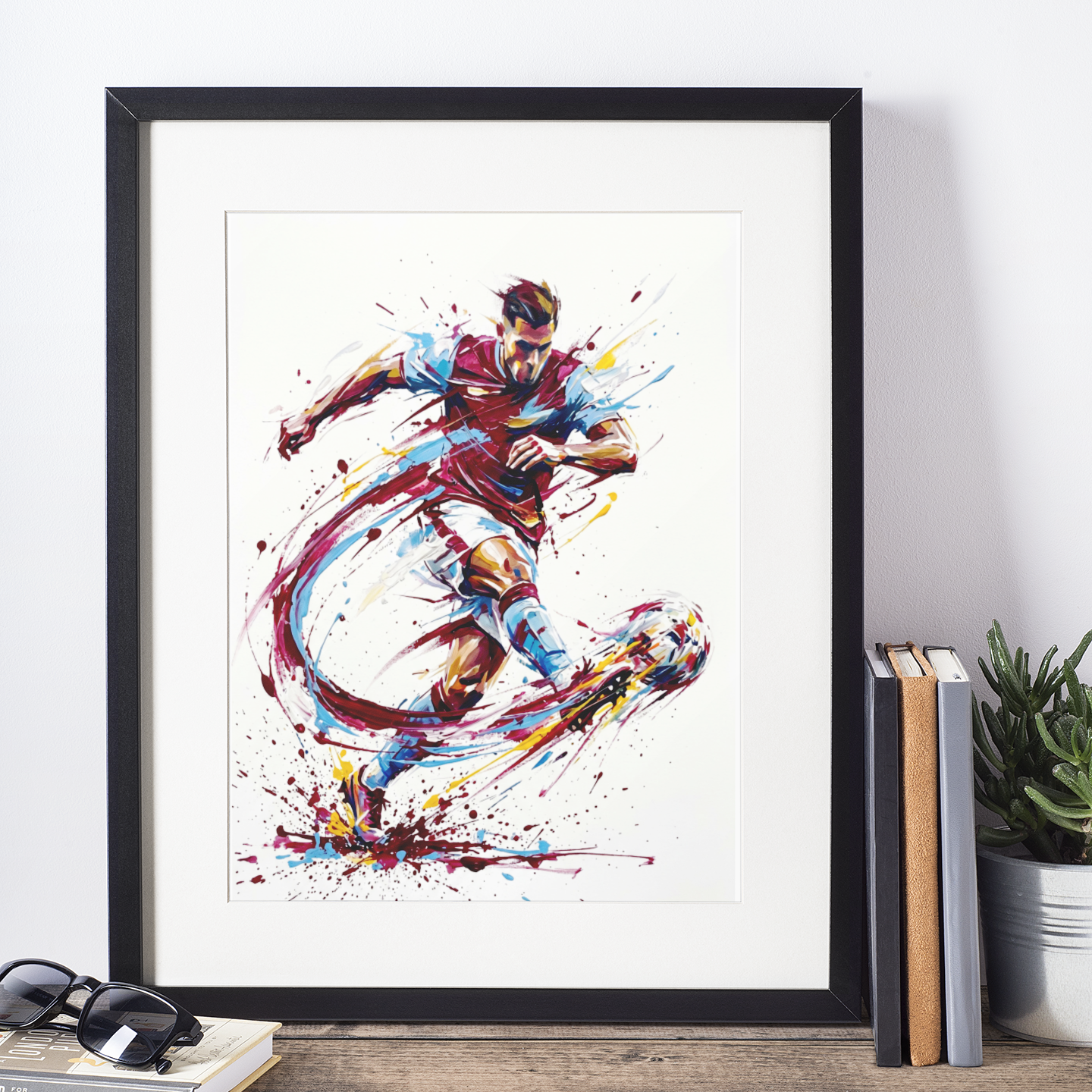 Aston Villa Coloursplash Footballer Print – Dynamic West Midlands Sports Art