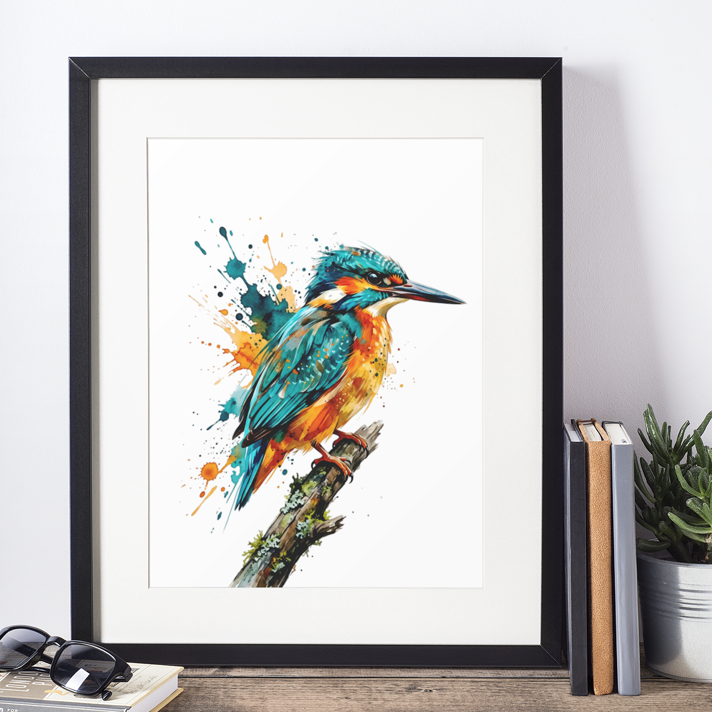 Expressive Coloursplash Kingfisher Print – Contemporary Wildlife Wall Art