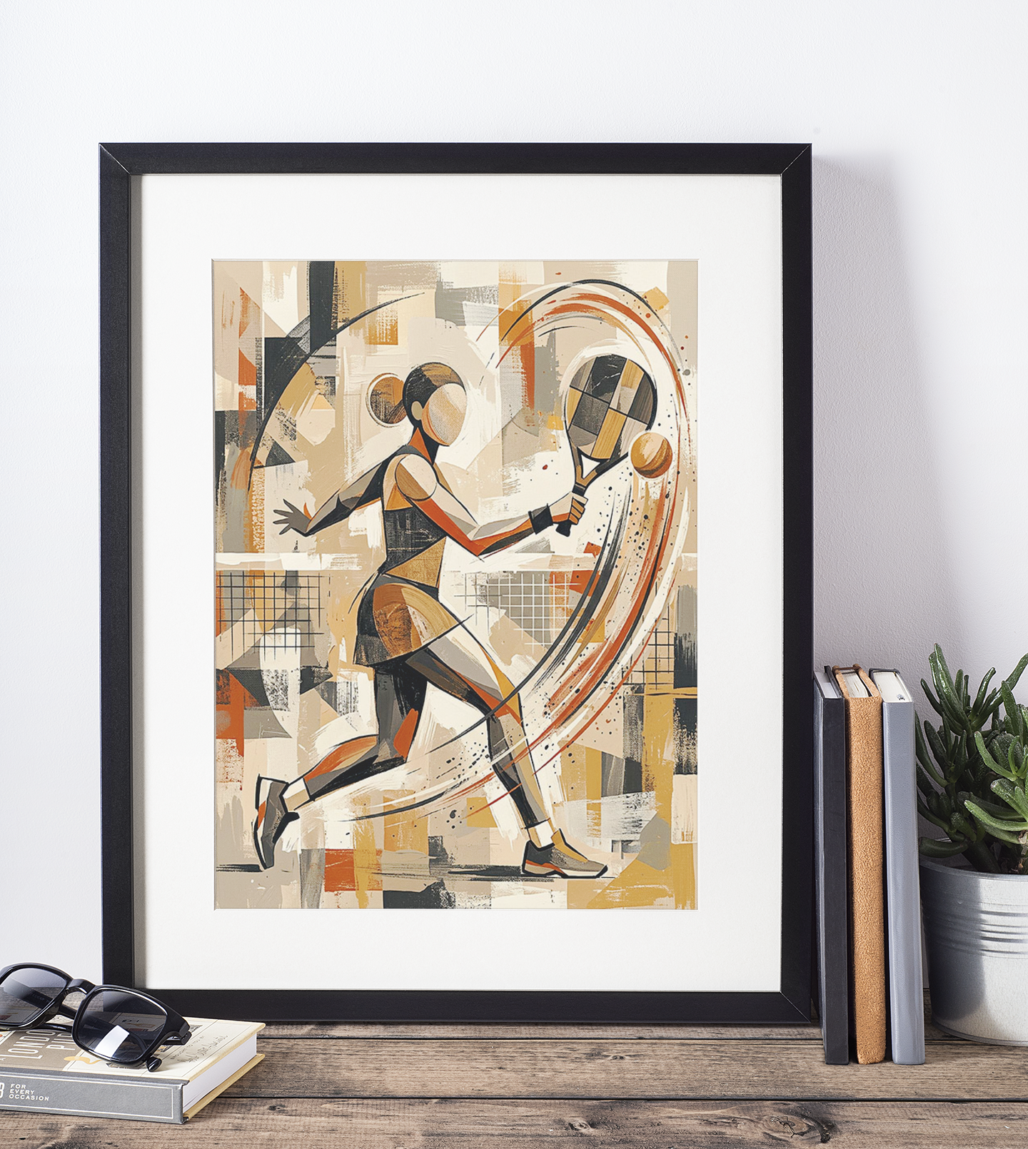 Female Padel Motion – Abstract Geometric Print