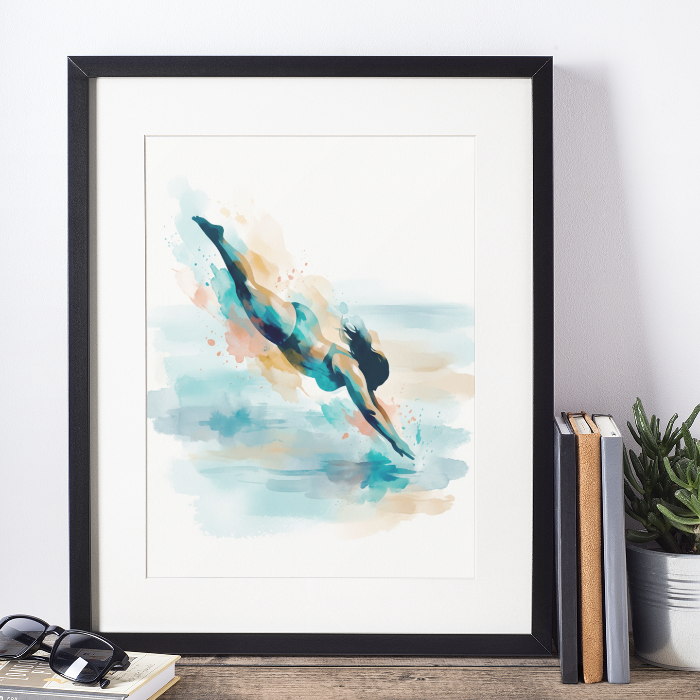Open Water Swimmer – Abstract Motion Print