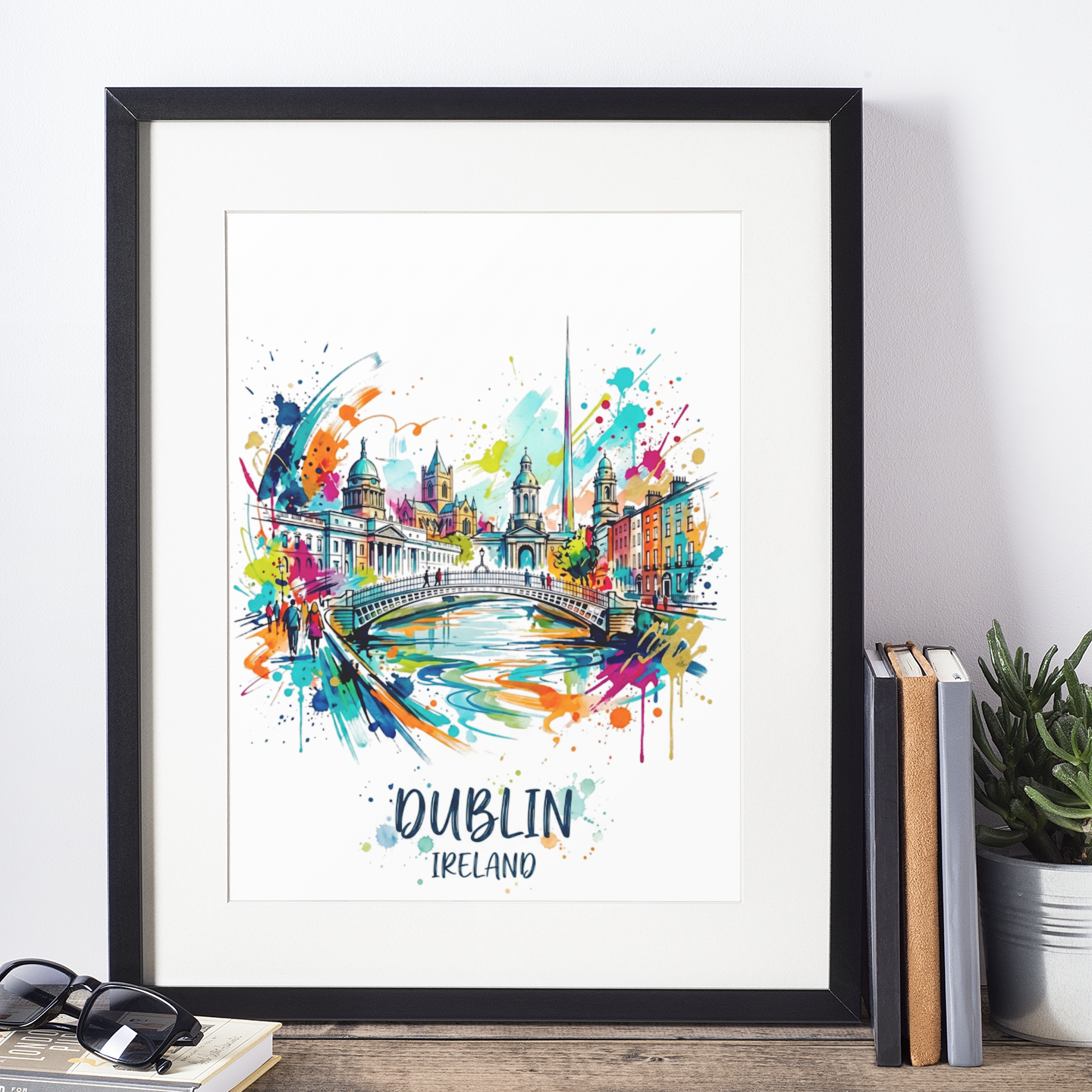 Dublin Coloursplash Art Print — Modern Irish City Poster