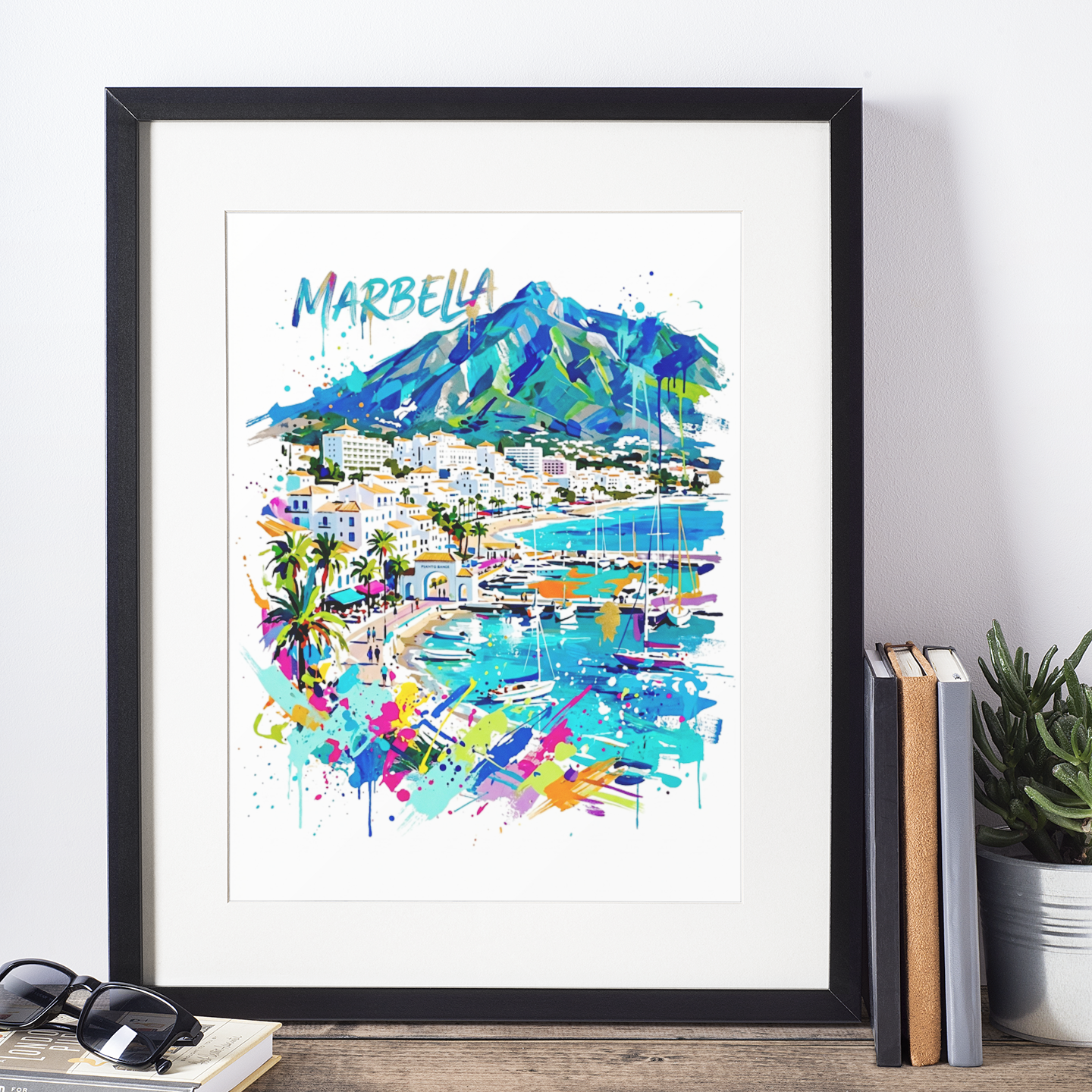 Marbella Coloursplash Art Print — Modern Coastal Spain Poster