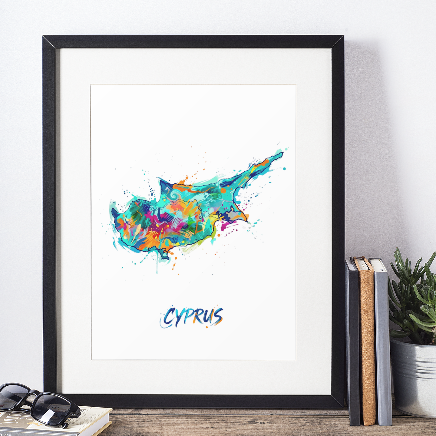 Cyprus Coloursplash Art Print — Modern Abstract Map Poster