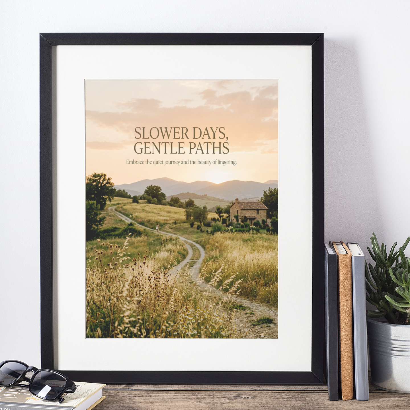 Slower Days, Gentle Paths – Countryside Sunset Print