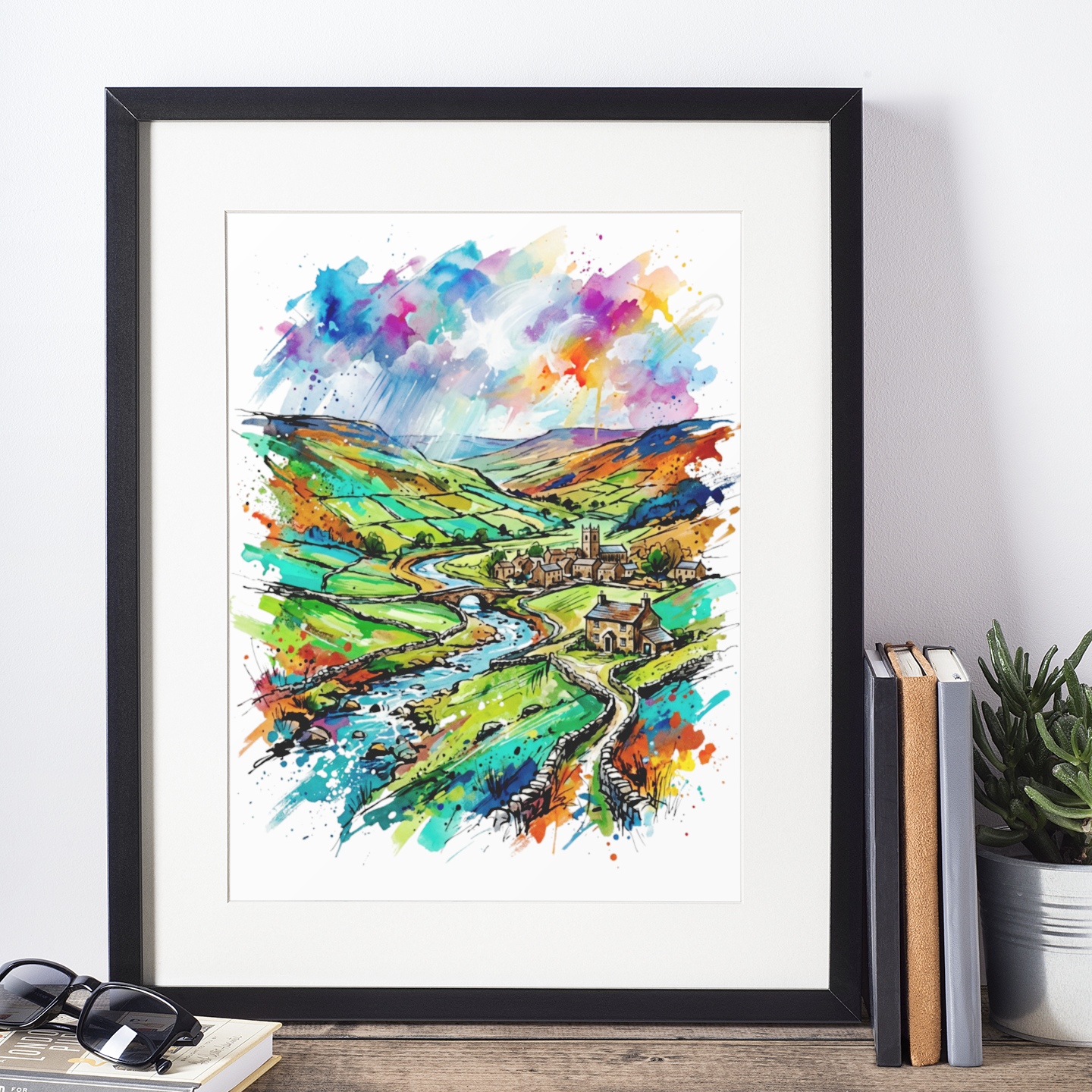 Yorkshire Dales Art Print – Expressive Colourful Countryside Landscape | Bella Leaf Studio