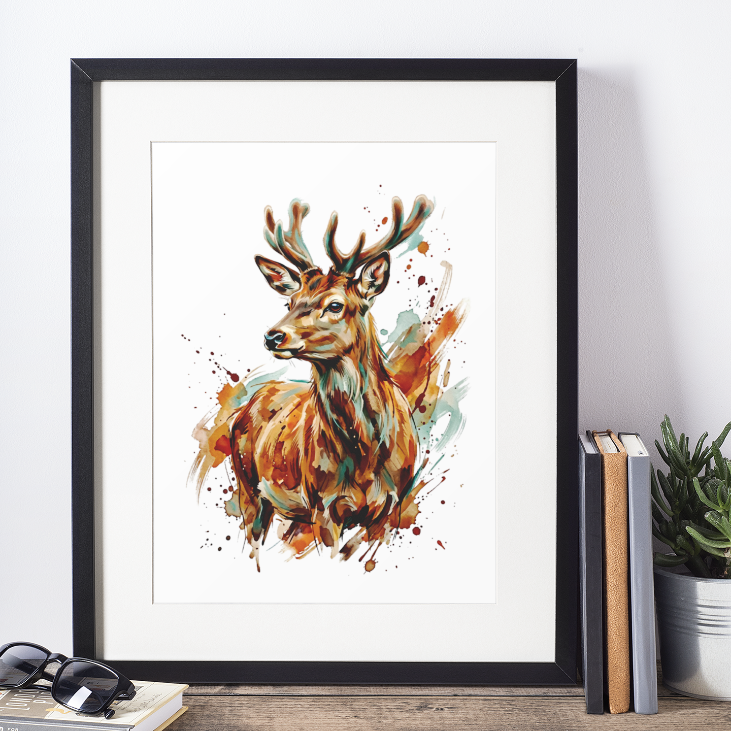 Expressive Watercolour Deer Print – Contemporary Wildlife Wall Art