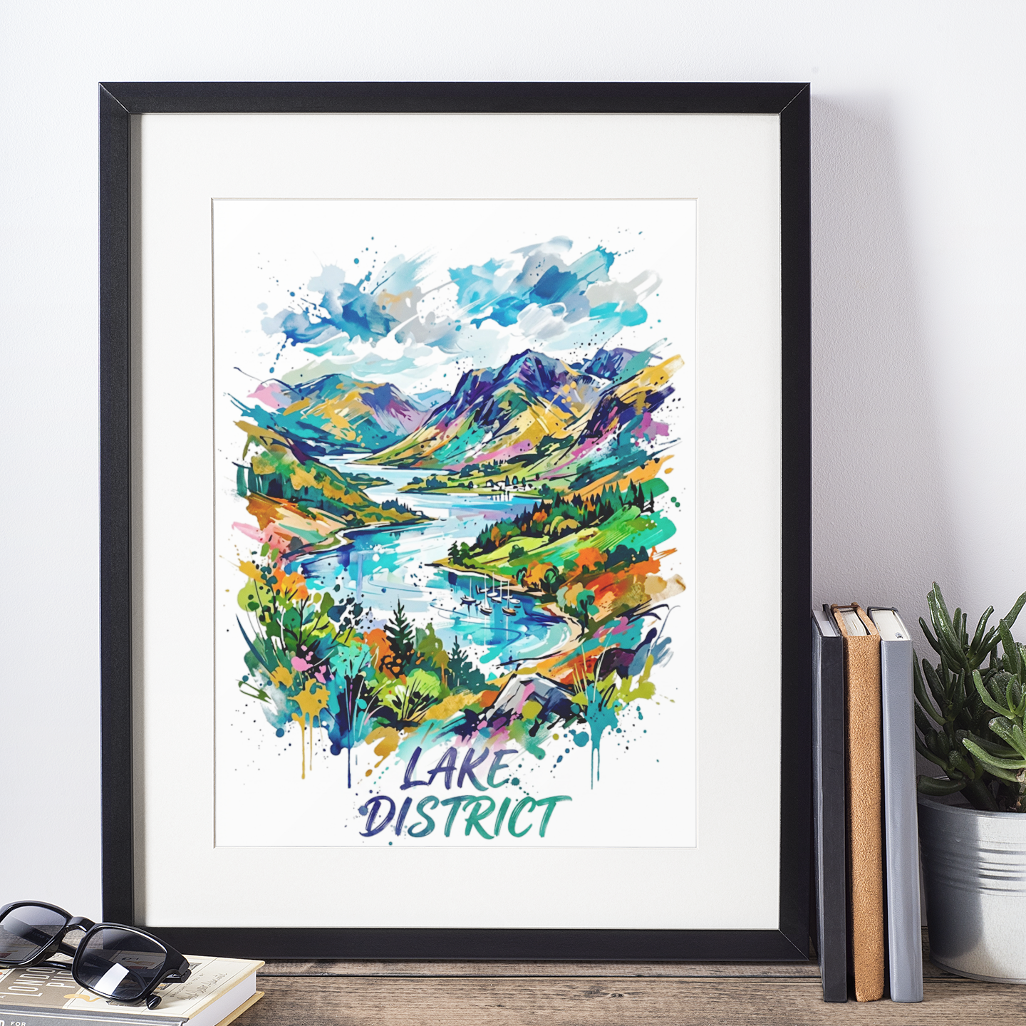 Lake District Coloursplash Art Print — Modern Landscape Poster