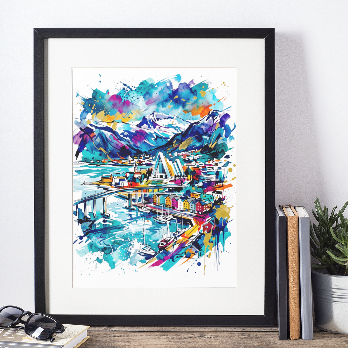 Tromsø Norway Art Print – Expressive Colourful Arctic Cityscape | Bella Leaf Studio