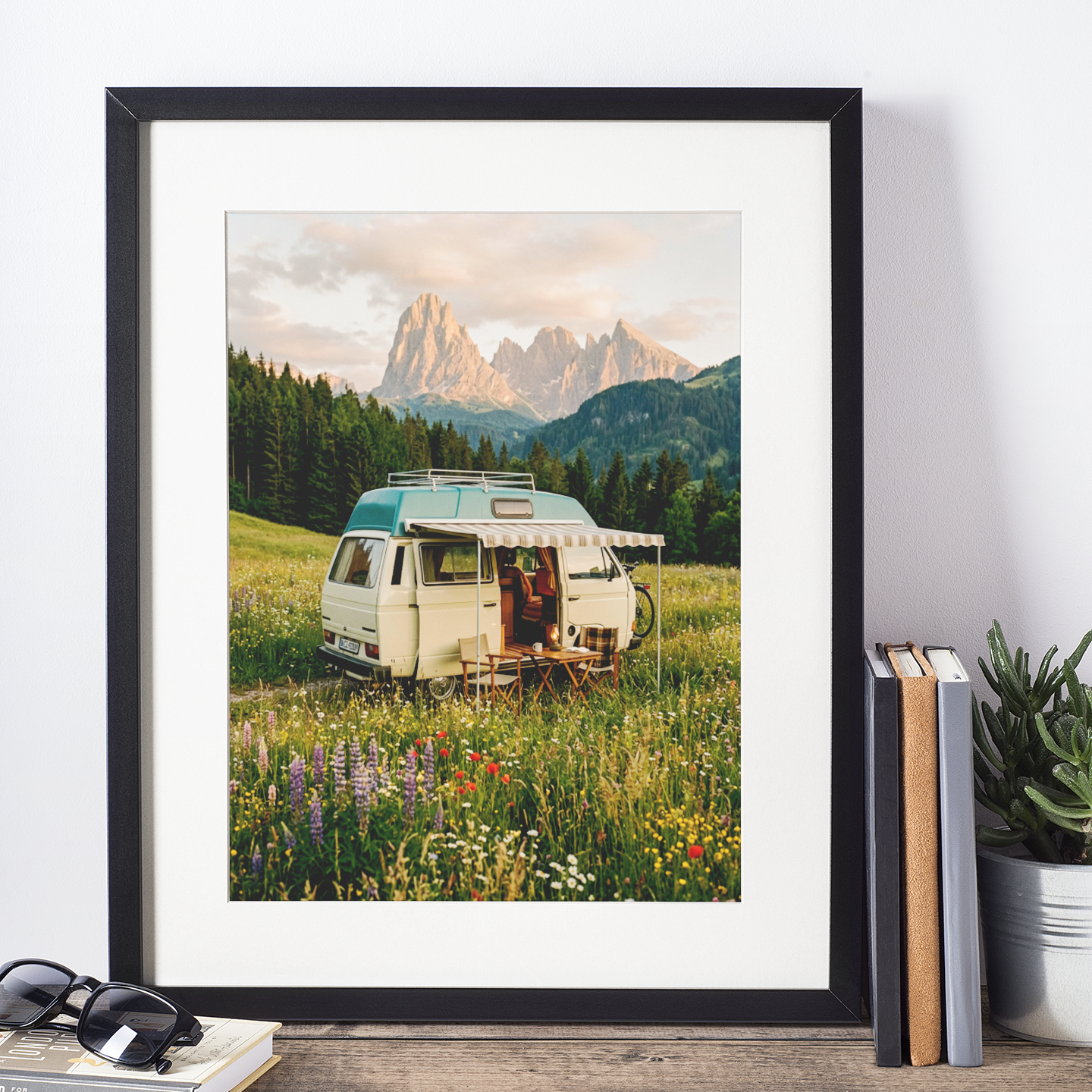 Mountain Camper Van – Wildflower Meadow Travel Print
