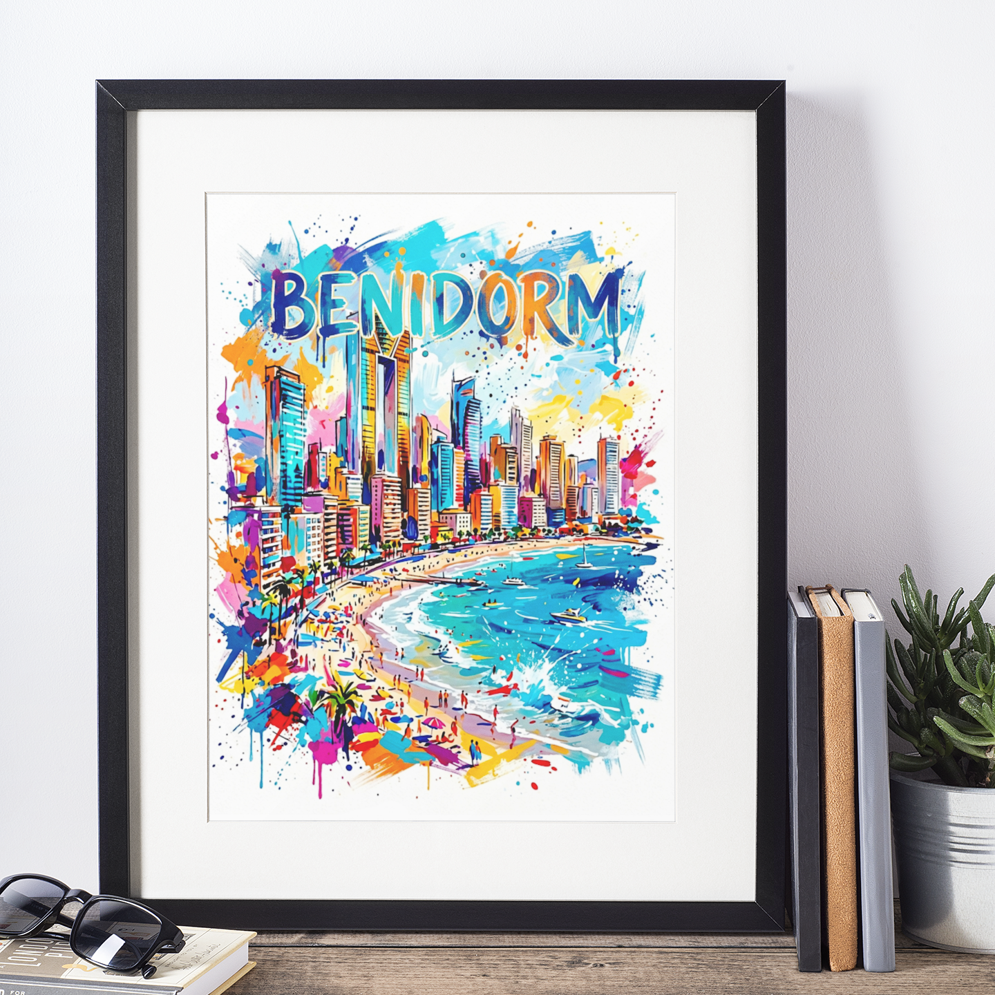 Benidorm Coloursplash Art Print — Modern Coastal City Poster