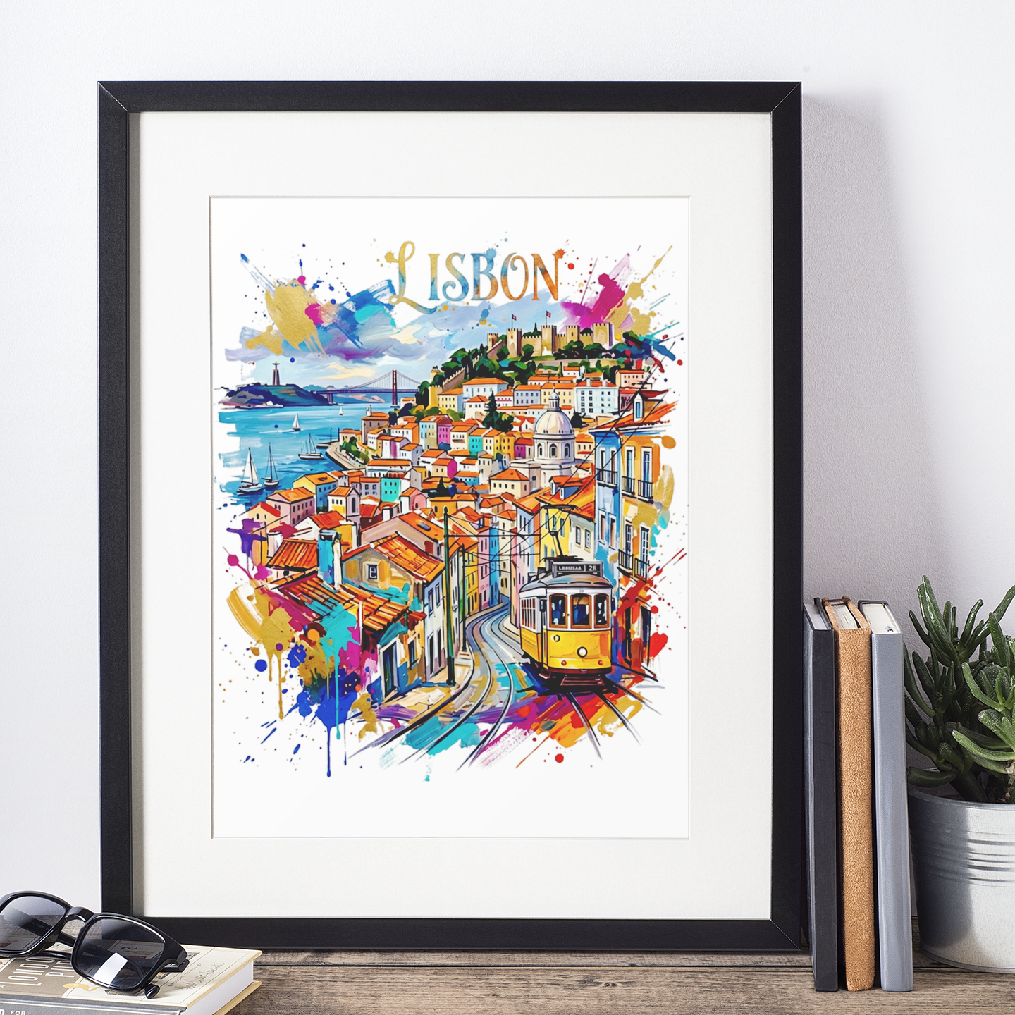 Lisbon Coloursplash Art Print — Modern Portugal City Poster