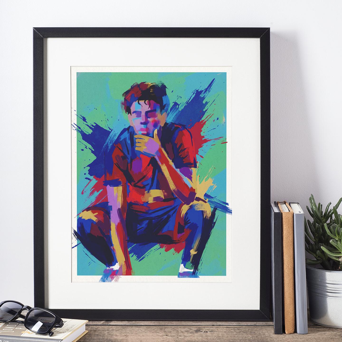 Expressive Barcelona‑Inspired Football Art Print – Dynamic Abstract Celebration Artwork