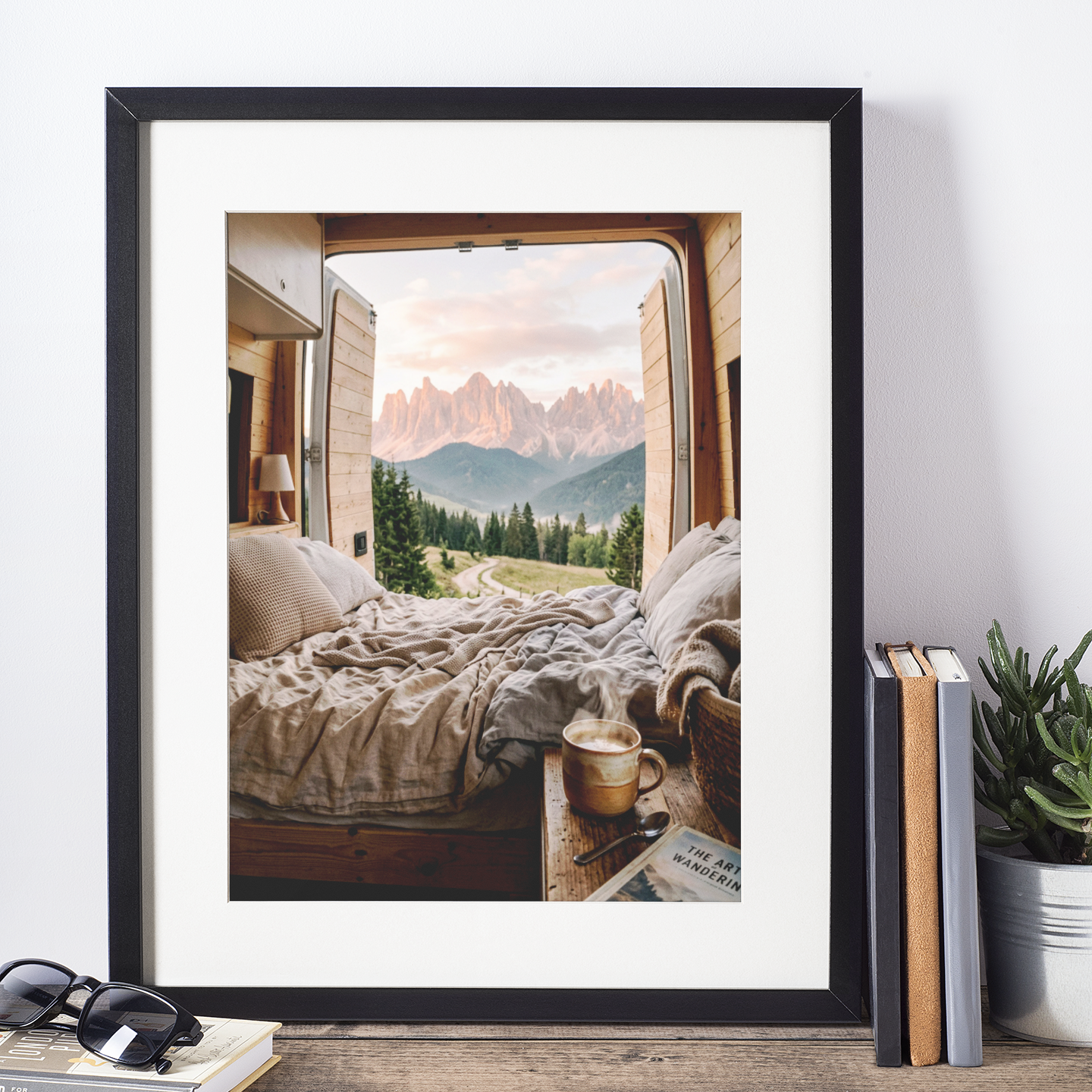 Van Life Mountain View – Cozy Travel Interior Print