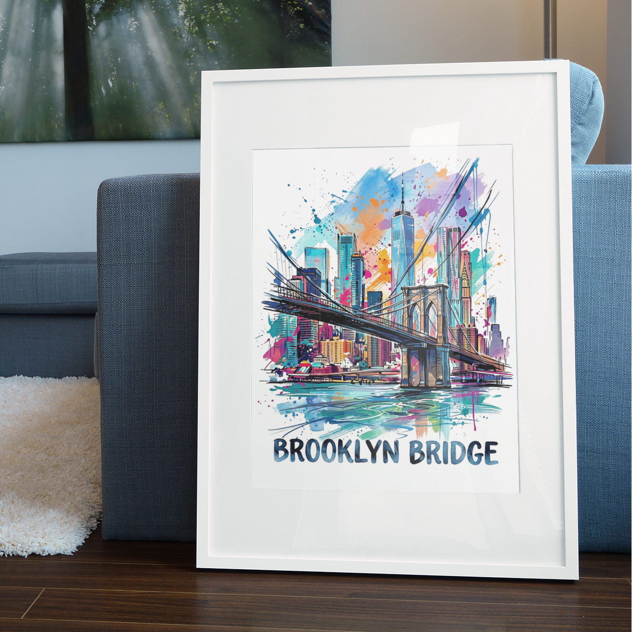 Brooklyn Bridge Coloursplash Art Print — Modern New York City Poster