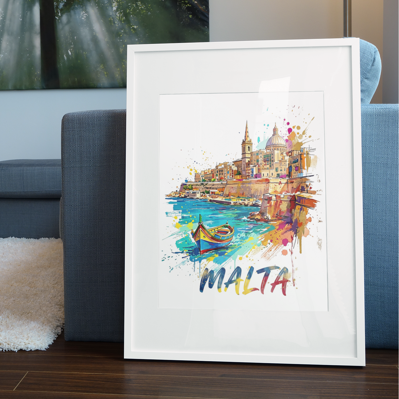 Malta Coloursplash Art Print — Modern Coastal City Poster
