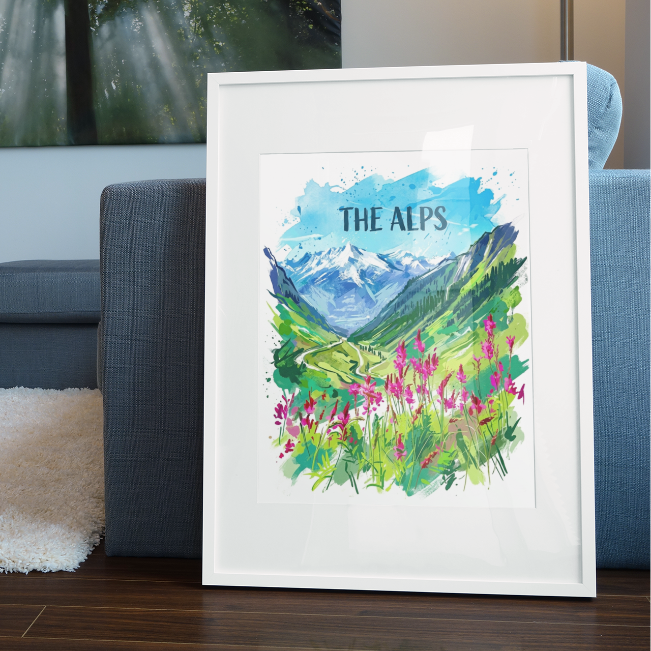 The Alps Coloursplash Art Print — Modern Mountain Landscape Poster