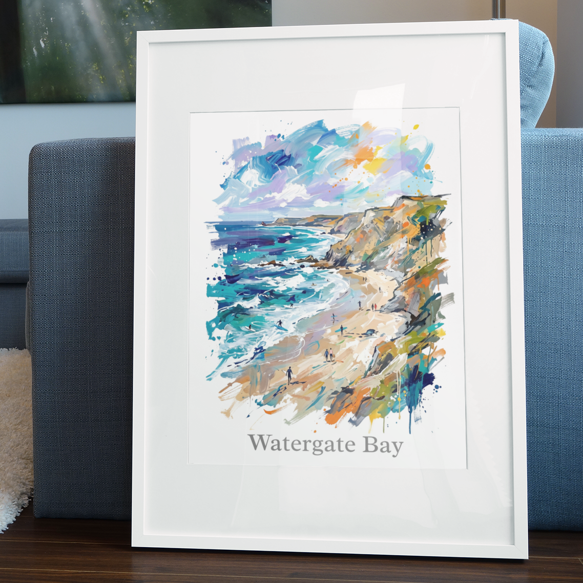 Watergate Bay Coloursplash Travel Print – Modern Cornwall Wall Art