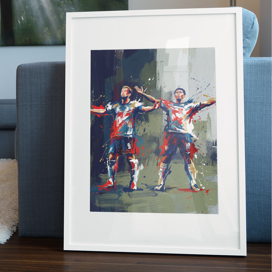 Abstract England Football Celebration Art Print – Expressive Modern Sports Artwork