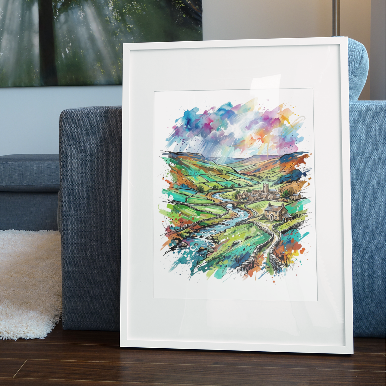 Yorkshire Dales Art Print – Expressive Colourful Countryside Landscape | Bella Leaf Studio