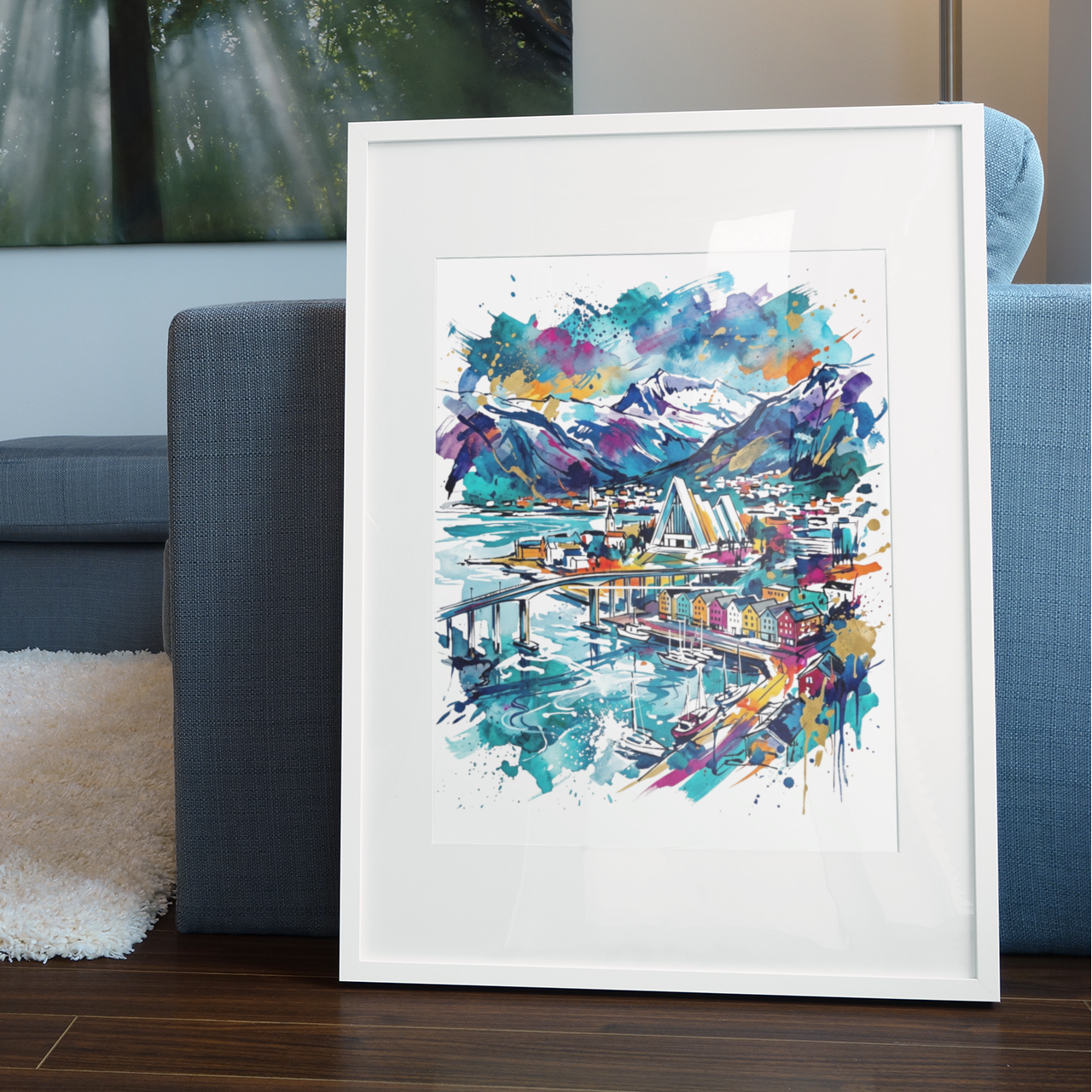 Tromsø Norway Art Print – Expressive Colourful Arctic Cityscape | Bella Leaf Studio