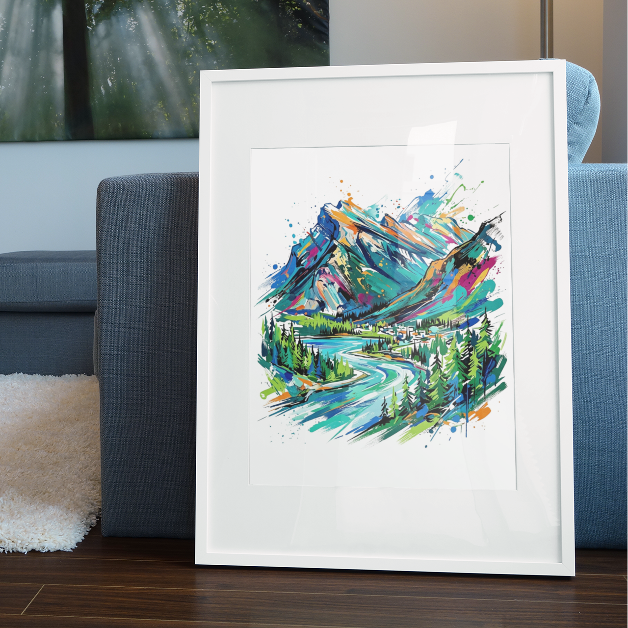 Banff Canada Fine Art Print – Expressive Coloursplash Mountain Landscape | Bella Leaf Studio