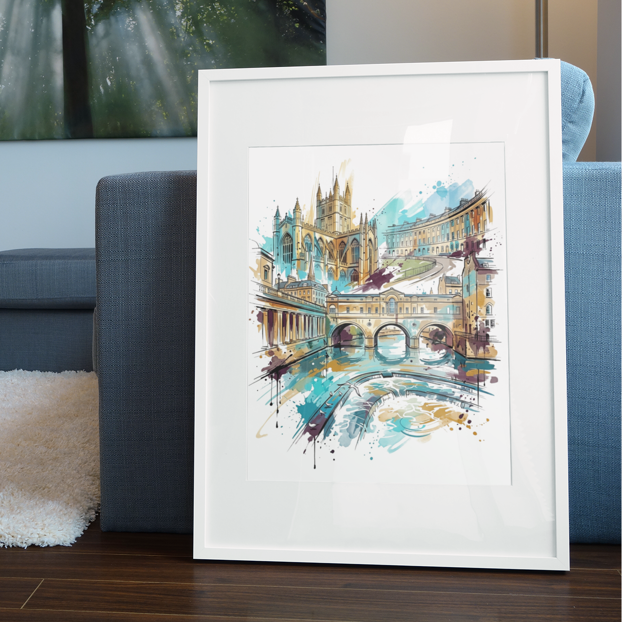Bath Coloursplash Art Print | Modern Watercolour Travel Poster | Bath Wall Art