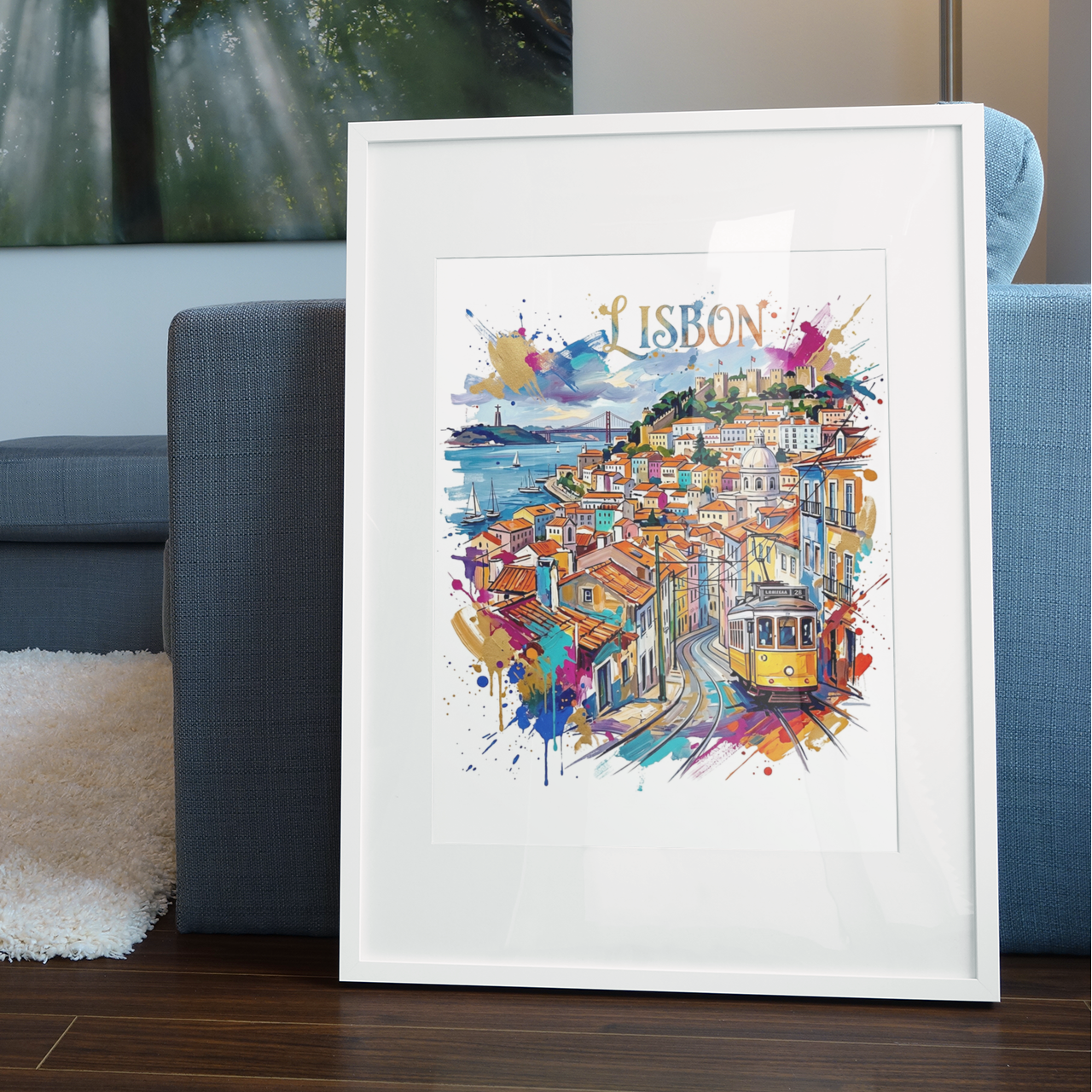 Lisbon Coloursplash Art Print — Modern Portugal City Poster