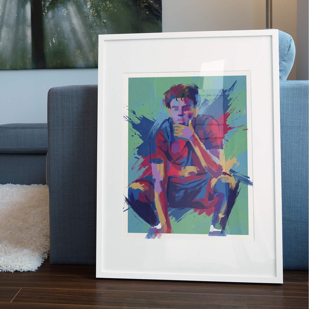 Expressive Barcelona‑Inspired Football Art Print – Dynamic Abstract Celebration Artwork