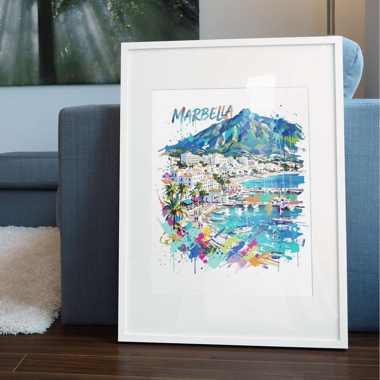 Marbella Coloursplash Art Print — Modern Coastal Spain Poster