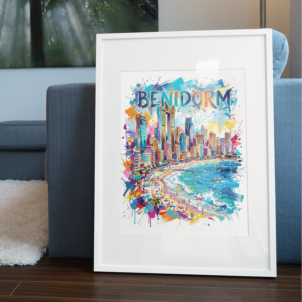 Benidorm Coloursplash Art Print — Modern Coastal City Poster