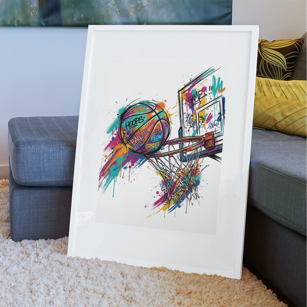 Graffiti Basketball Hoop – Urban Coloursplash Print