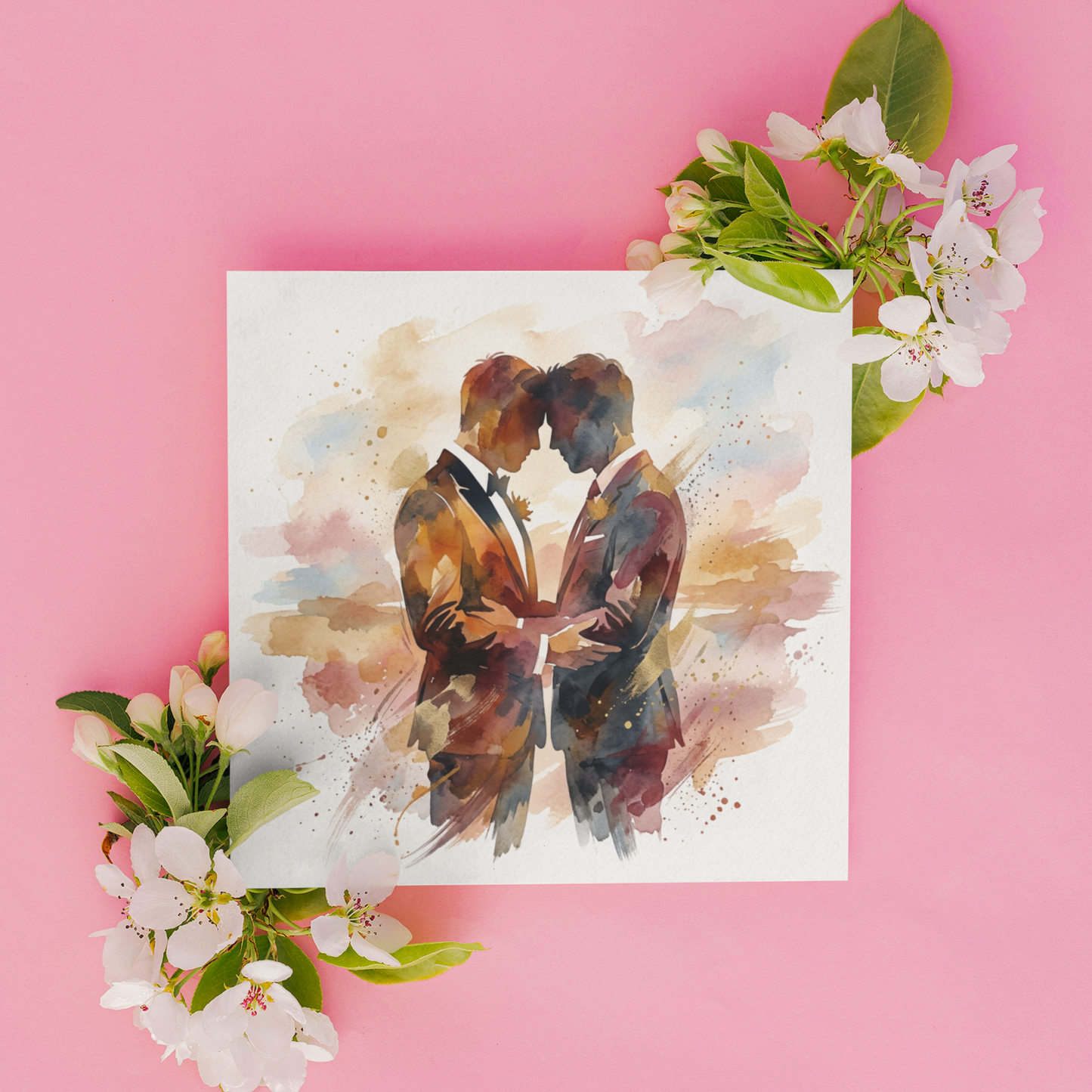 Same‑Sex Wedding Card – Expressive Couple Fine Art (6×6)