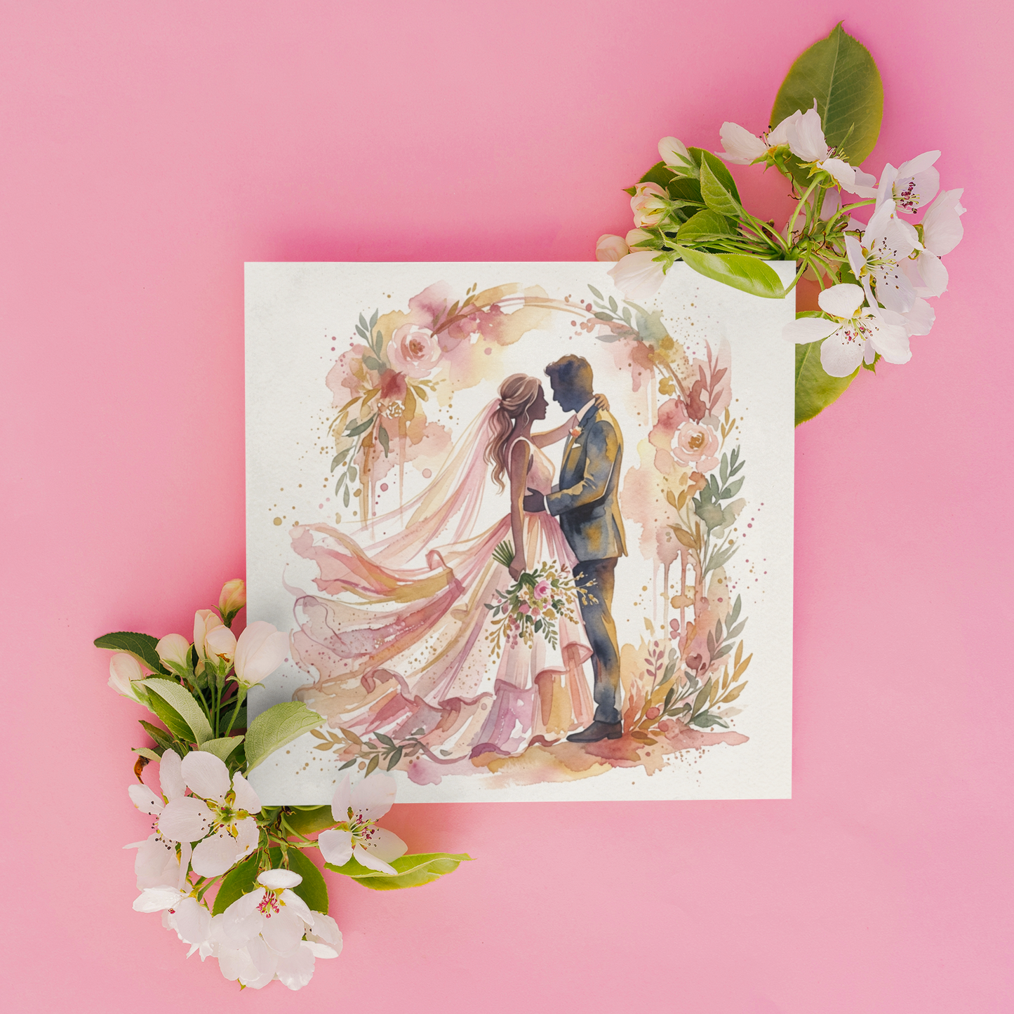 Wedding Card – Expressive Bride & Groom Fine Art (6×6)