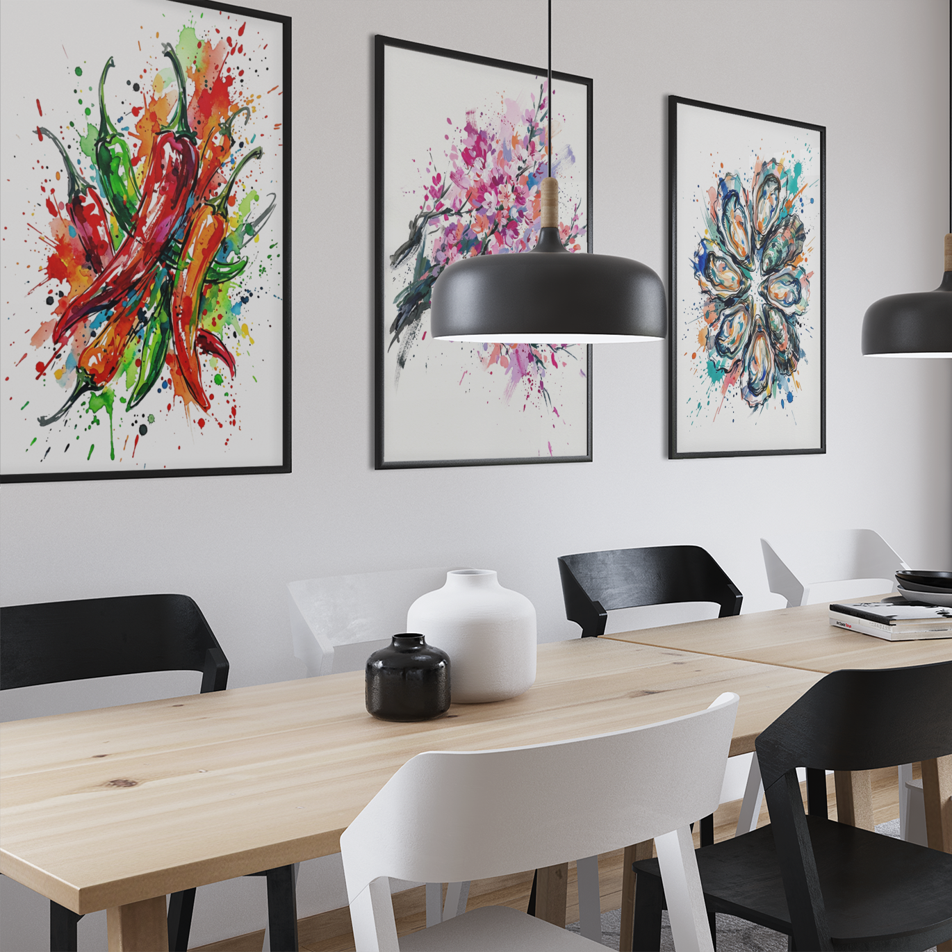 Chilli Peppers – Modern Coloursplash Kitchen Art Print