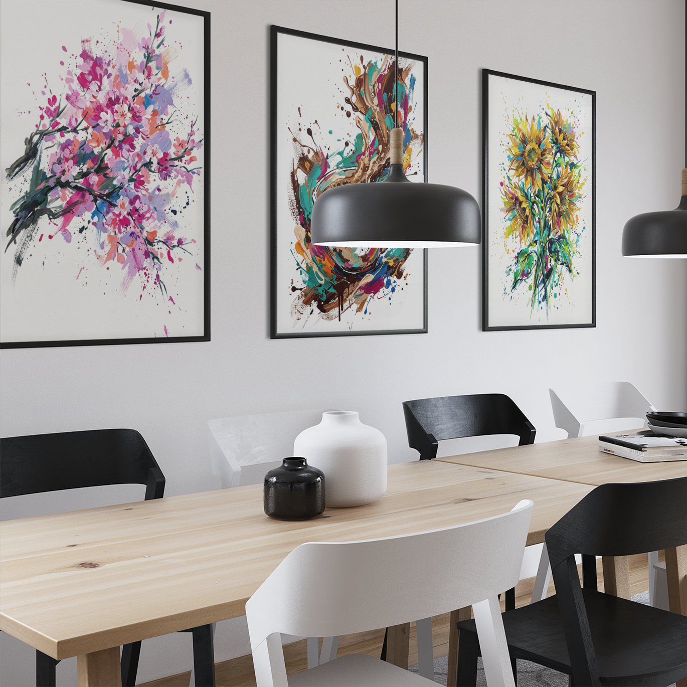 Cherry Blossom – Modern Coloursplash Floral Art Print