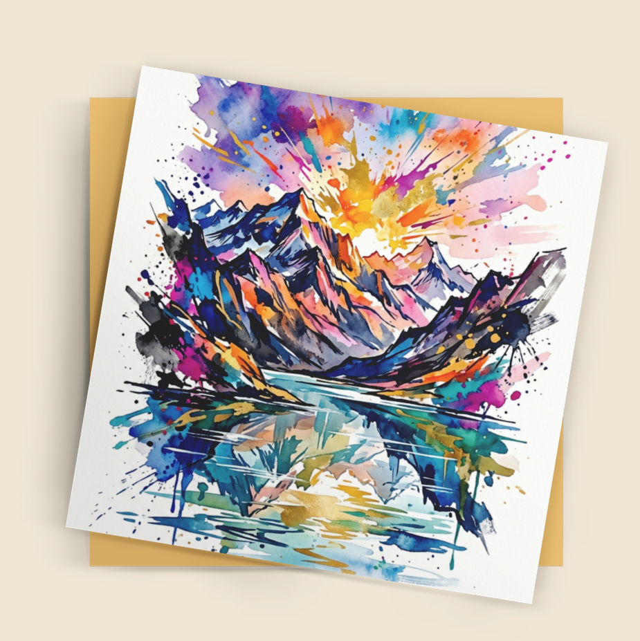 Mountain Landscape – Fine Art Greeting Card (6×6) - Bella Leaf StudioPremium Art Prints