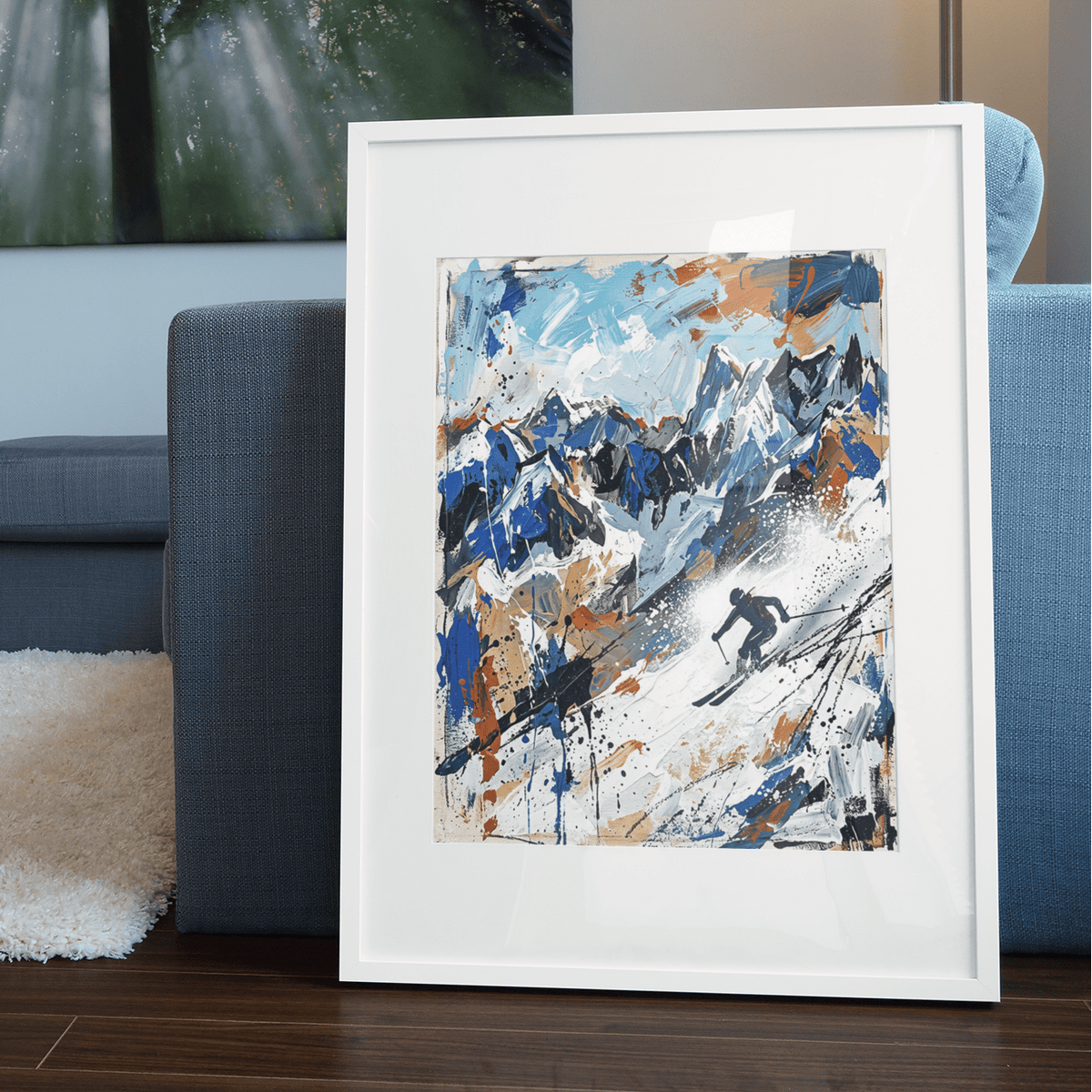 Mountain Skier – Abstract Coloursplash Travel Print - Bella Leaf StudioPremium Art Prints