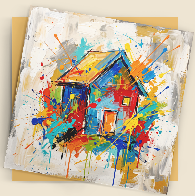 New Home Card – Contemporary Abstract House Art (6×6) - Bella Leaf StudioPremium Art Prints
