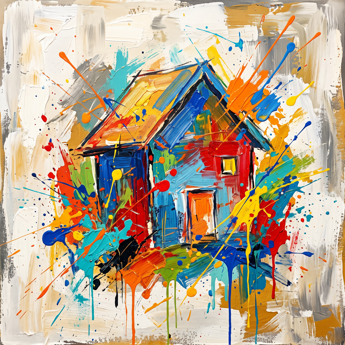 New Home Card – Contemporary Abstract House Art (6×6) - Bella Leaf StudioPremium Art Prints