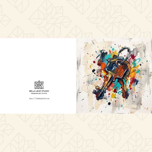 New Home Keys Card – Contemporary Abstract House Art (6×6) - Bella Leaf StudioPremium Art Prints